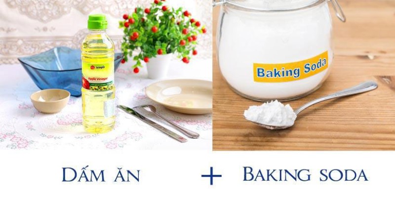 Hỗn hợp dấm ăn và baking soda có tác dụng rất tốt cho việc tẩy rửa, vệ sinh vết bẩn bên trong bình chứa inox.